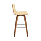 30" Cream and Brown Fabric and Iron Low Back Bar Height Swivel Bar Chair