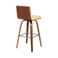 30" Cream and Brown Fabric and Iron Low Back Bar Height Swivel Bar Chair