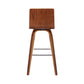 30" Cream and Brown Fabric and Iron Low Back Bar Height Swivel Bar Chair
