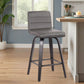26" Gray and Black Fabric and Iron Low Back Counter Height Swivel Bar Chair