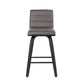 26" Gray and Black Fabric and Iron Low Back Counter Height Swivel Bar Chair