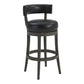 31" Onyx and Gray Faux Leather and Solid Wood Low Back Bar Height Swivel Bar Chair