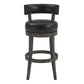 31" Onyx and Gray Faux Leather and Solid Wood Low Back Bar Height Swivel Bar Chair