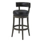 31" Onyx and Gray Faux Leather and Solid Wood Low Back Bar Height Swivel Bar Chair