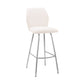 26" White And Silver Faux Leather And Iron Counter Height Bar Chair