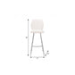 26" White And Silver Faux Leather And Iron Counter Height Bar Chair