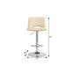 24" Cream And Silver Faux Leather Swivel Low Back Adjustable Height Bar Chair
