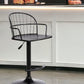 Black Solid Wood and Iron Low Back Adjustable Height Bar Chair