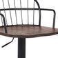 23" Brown And Black Iron Low Back Adjustable Height Bar Chair