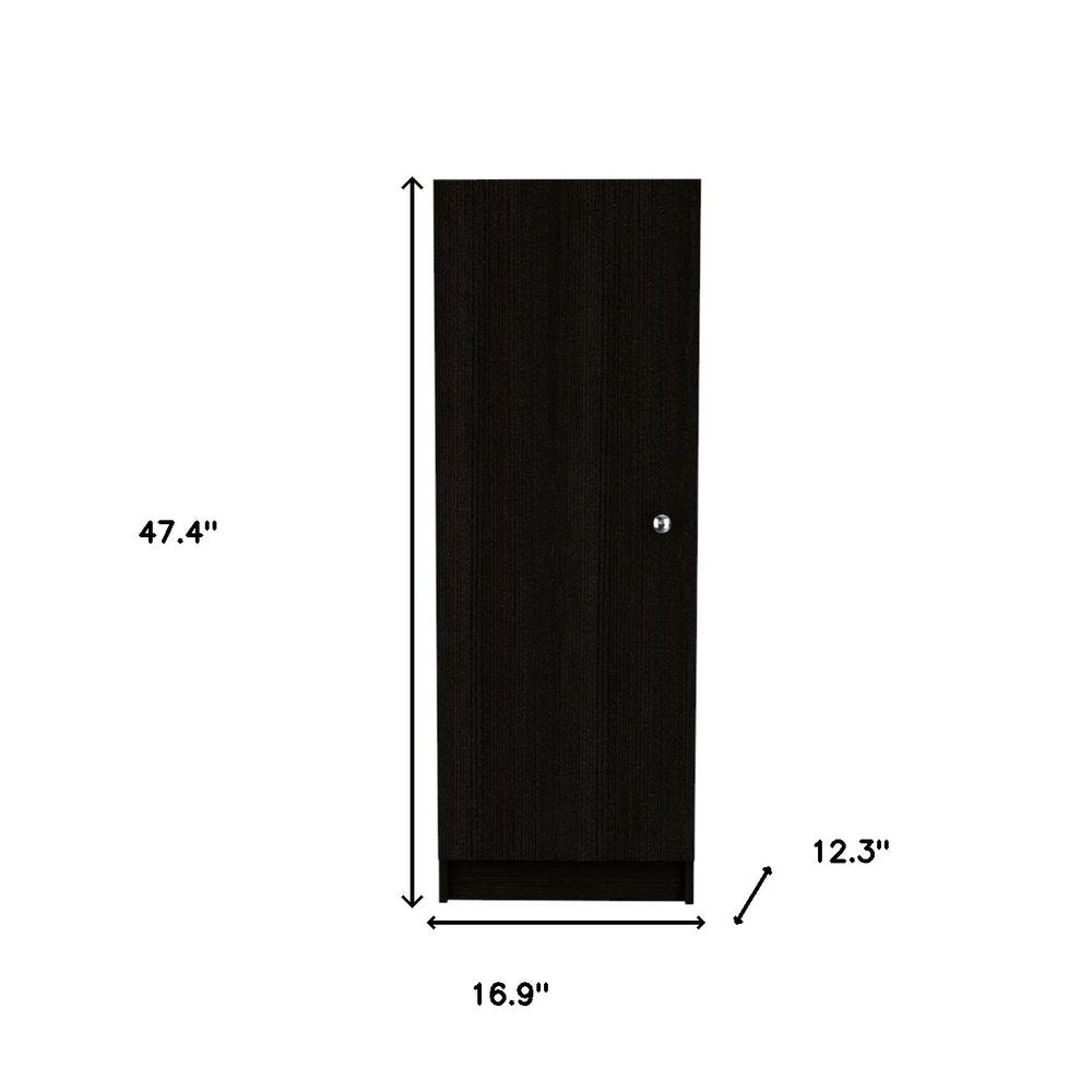47" Black Wood Pantry Or Storage Closet