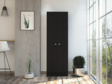 71" Black Wood Pantry Or Storage Closet