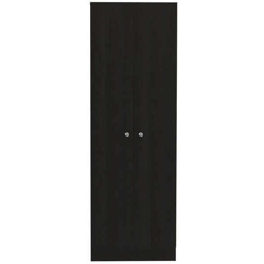 71" Black Wood Pantry Or Storage Closet