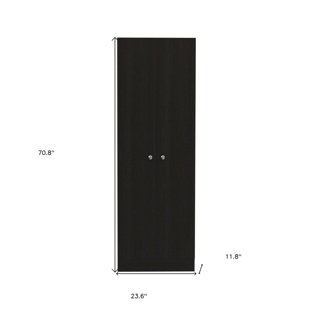 71" Black Wood Pantry Or Storage Closet