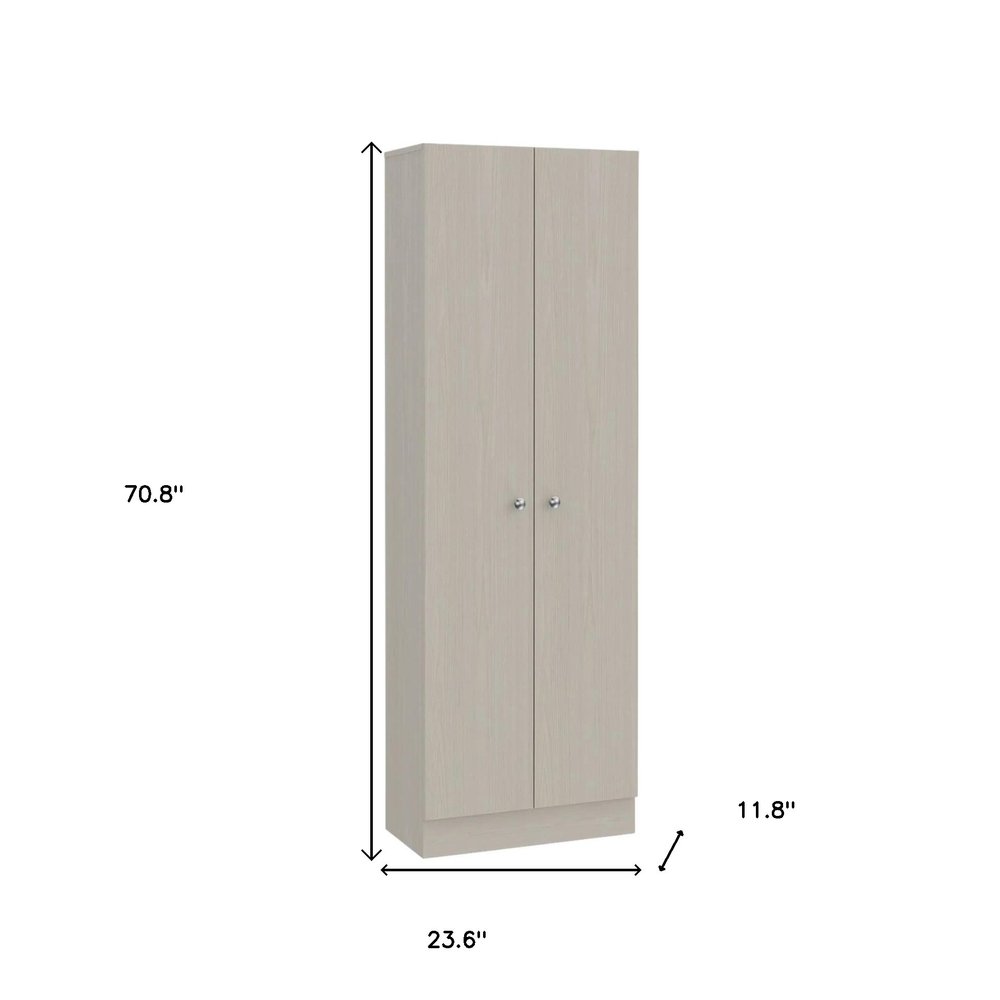 71" Light Gray Wood Pantry Or Storage Closet
