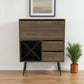 46" Dark Brown and Black Wood Console Bar Cabinet With Single Door And Two Drawers