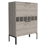 43" Light Gray and Black Wood Console Bar Cabinet With Two Doors