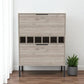 43" Light Gray and Black Wood Console Bar Cabinet With Two Doors