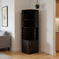 71" Black Wood Corner Bar Cabinet With Two Doors