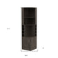 71" Dark Brown Wood Corner Bar Cabinet With Two Doors