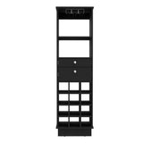 63" Black Wood Bar Cabinet With Two Drawers