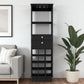 63" Black Wood Bar Cabinet With Two Drawers