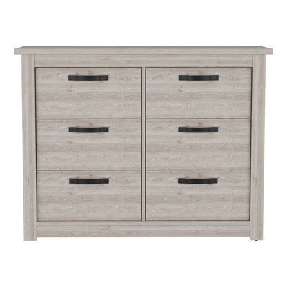 47" Gray Wood Six Drawer Double Dresser