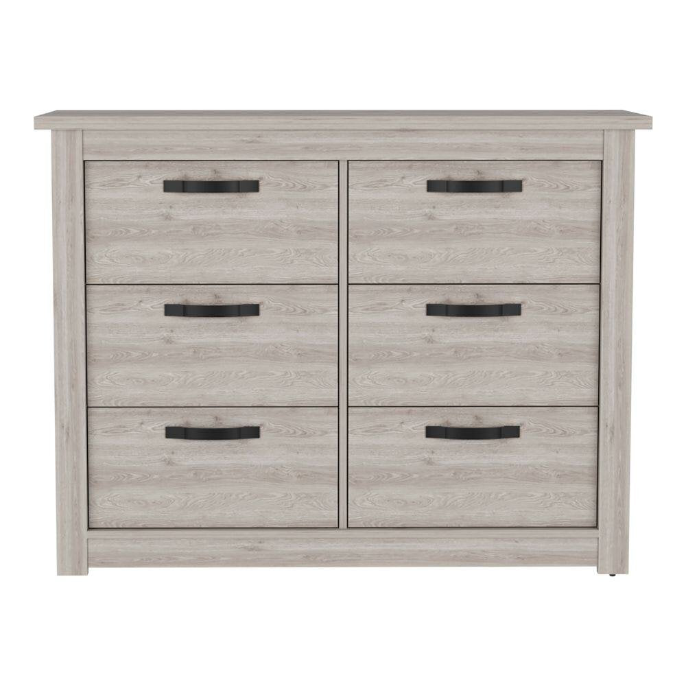 47" Gray Wood Six Drawer Double Dresser