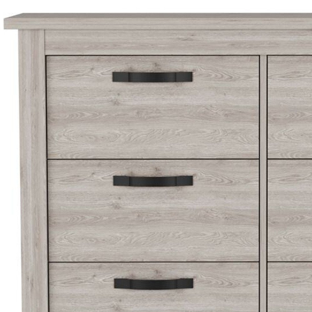 47" Gray Wood Six Drawer Double Dresser