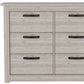 47" Gray Wood Six Drawer Double Dresser