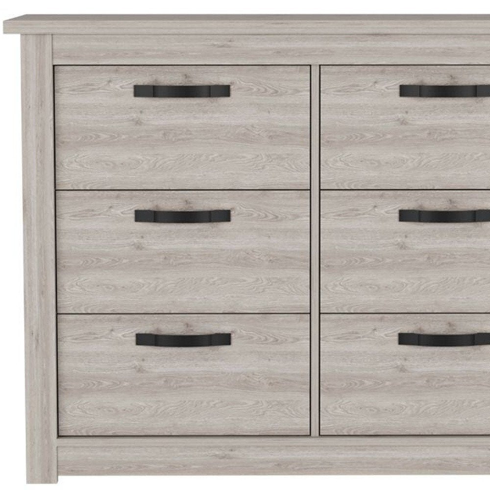 47" Gray Wood Six Drawer Double Dresser