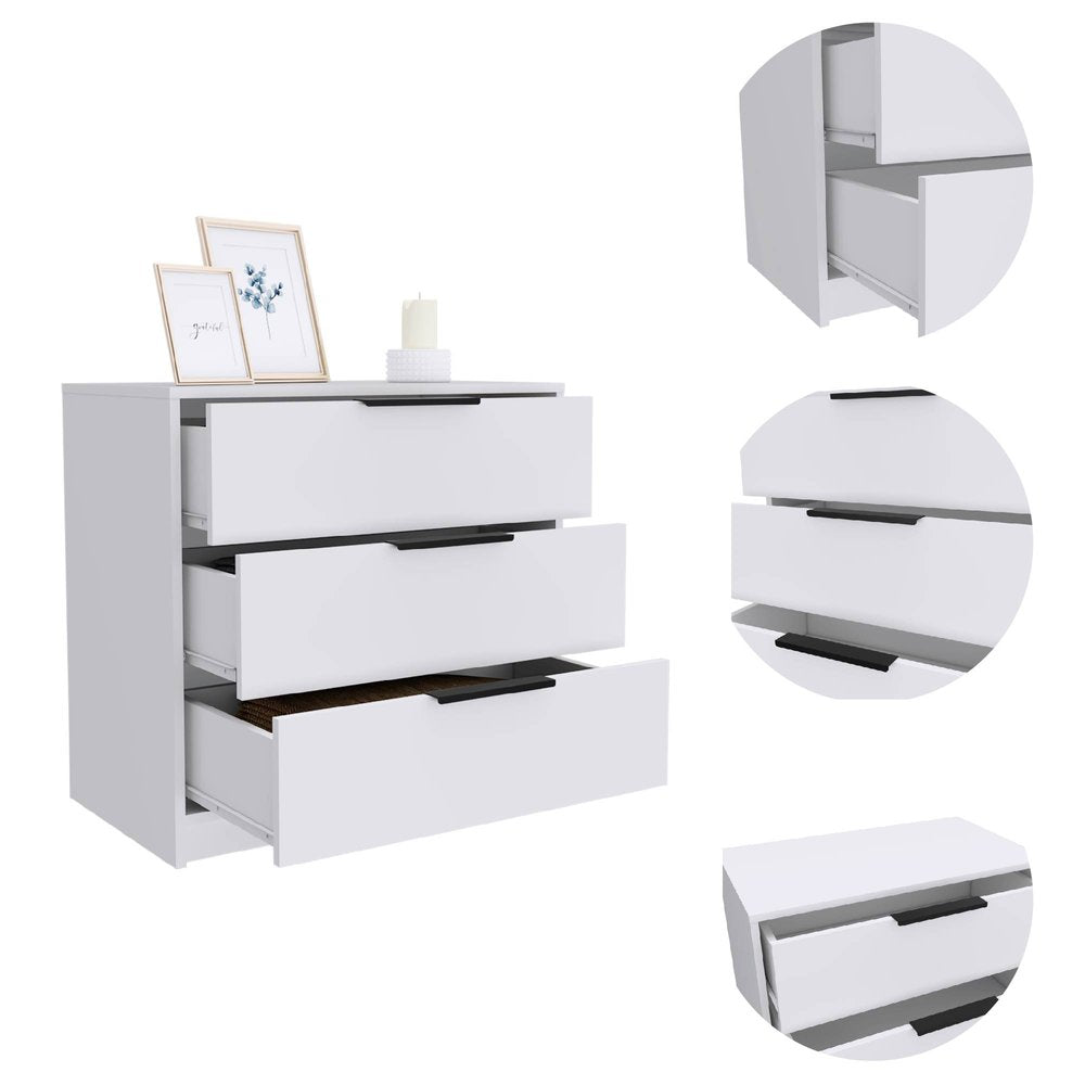 28" White Three Drawer Standard Chest