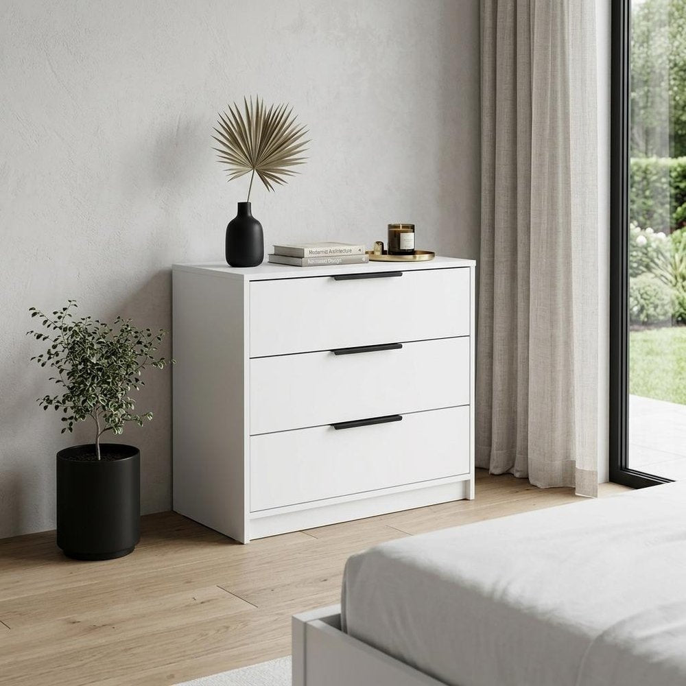 28" White Three Drawer Standard Chest