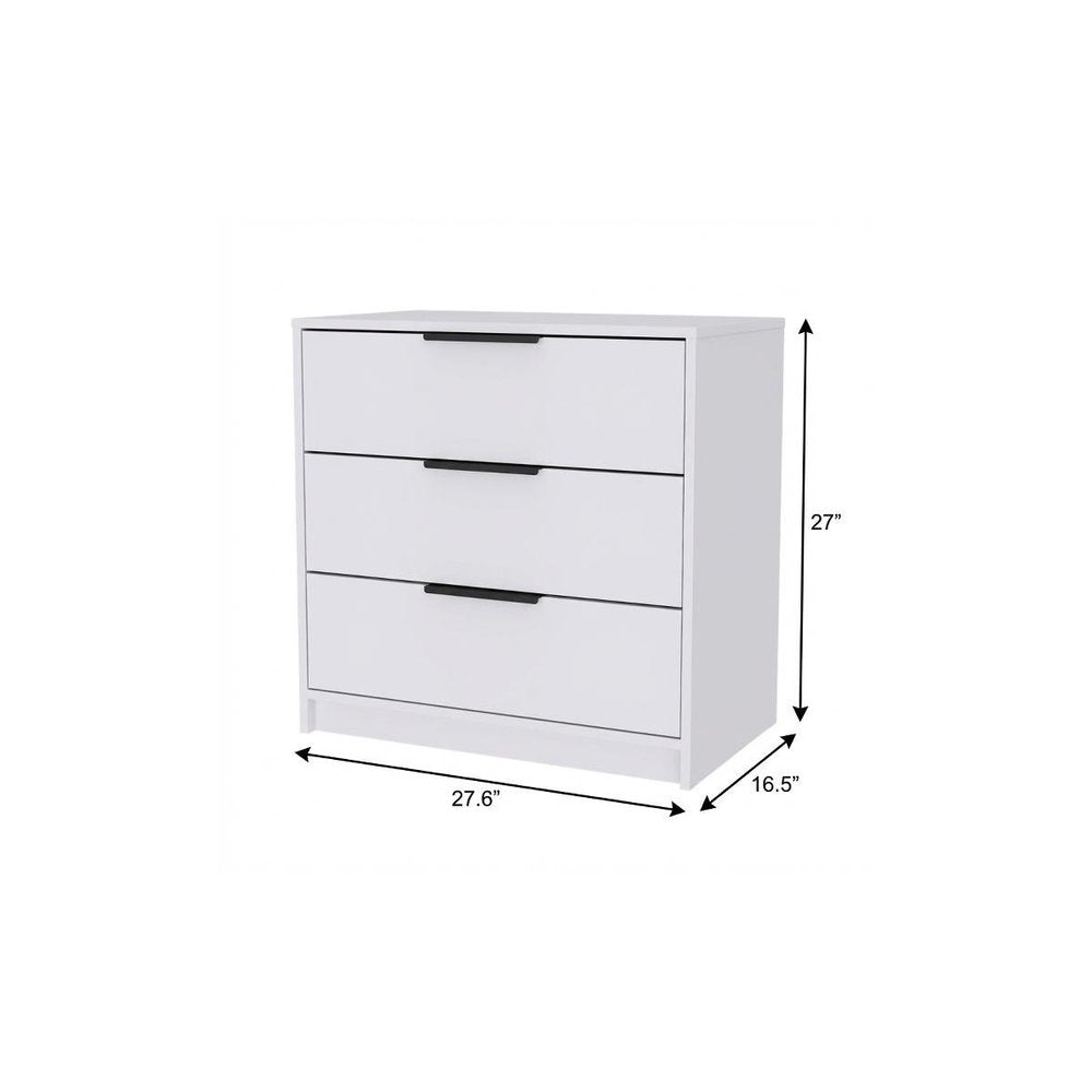28" White Three Drawer Standard Chest