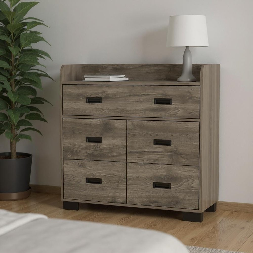 33" White Five Drawer Dresser