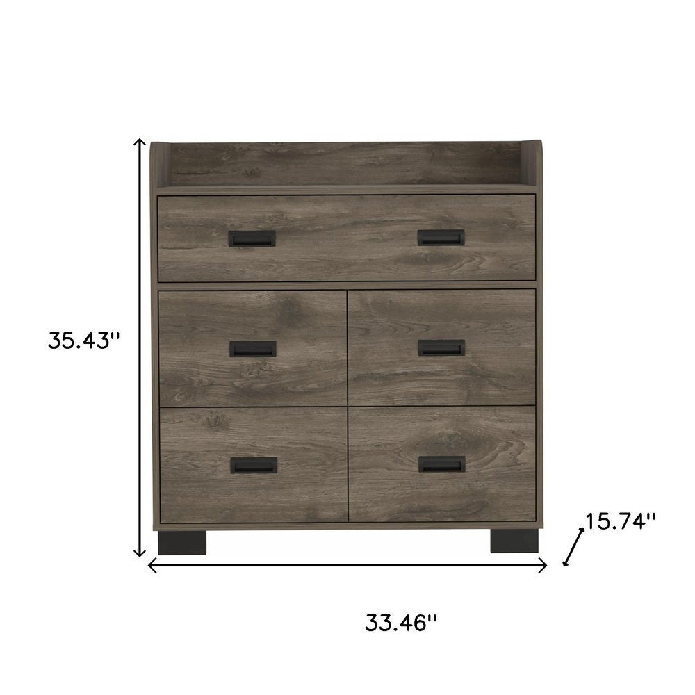 33" White Five Drawer Dresser