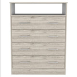 33" Light Grey Manufactured Wood Four Drawer Dresser