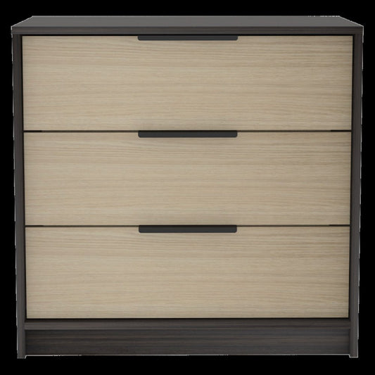 28" Brown And Black Three Drawer Dresser