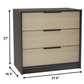 28" Brown And Black Three Drawer Dresser