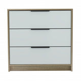28" Brown And White Three Drawer Dresser