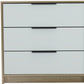 28" Brown And White Three Drawer Dresser