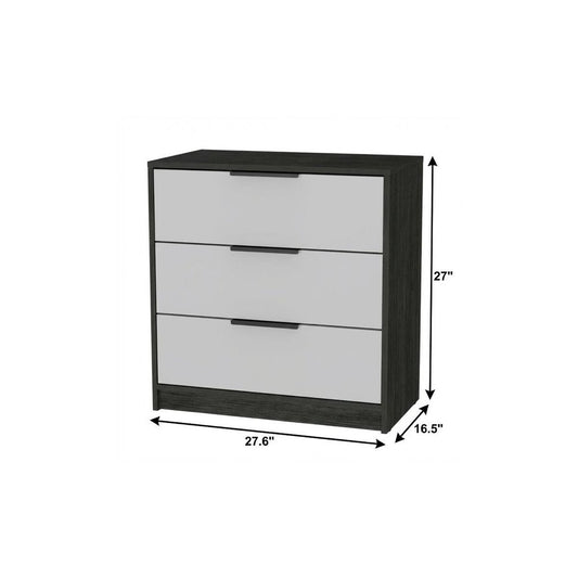 28" White And Smokey Oak Manufactured Wood Three Drawer Dresser
