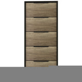42" Black And Light Oak Manufactured Wood Five Drawer Chest