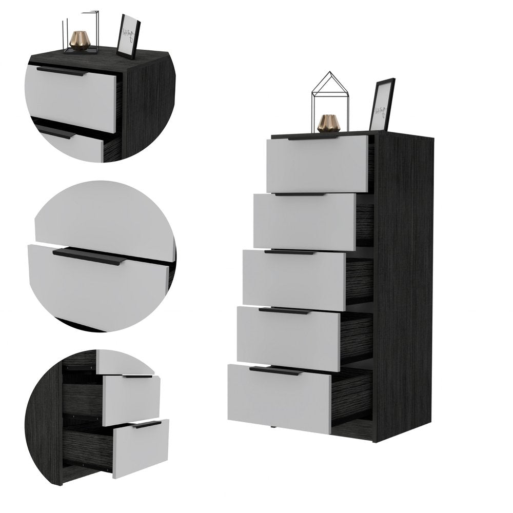 28" White And Smokey Oak Manufactured Wood Three Drawer Dresser