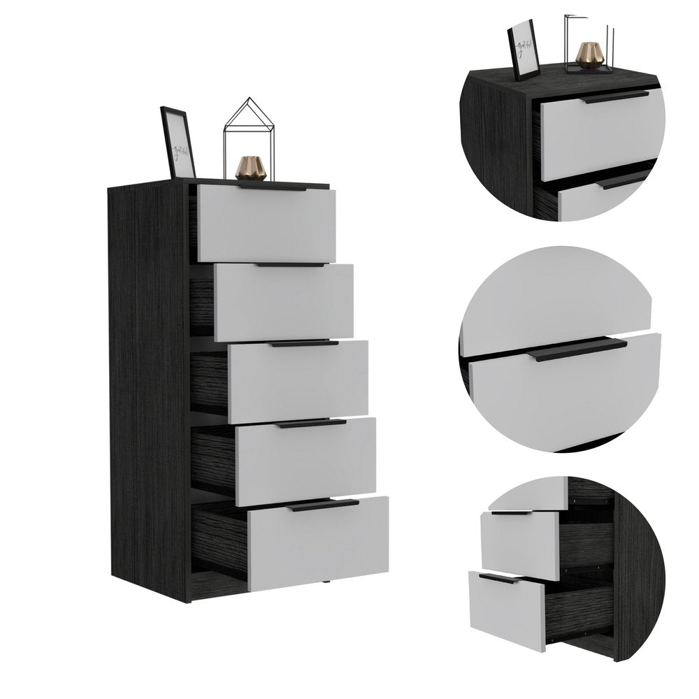 28" White And Smokey Oak Manufactured Wood Three Drawer Dresser