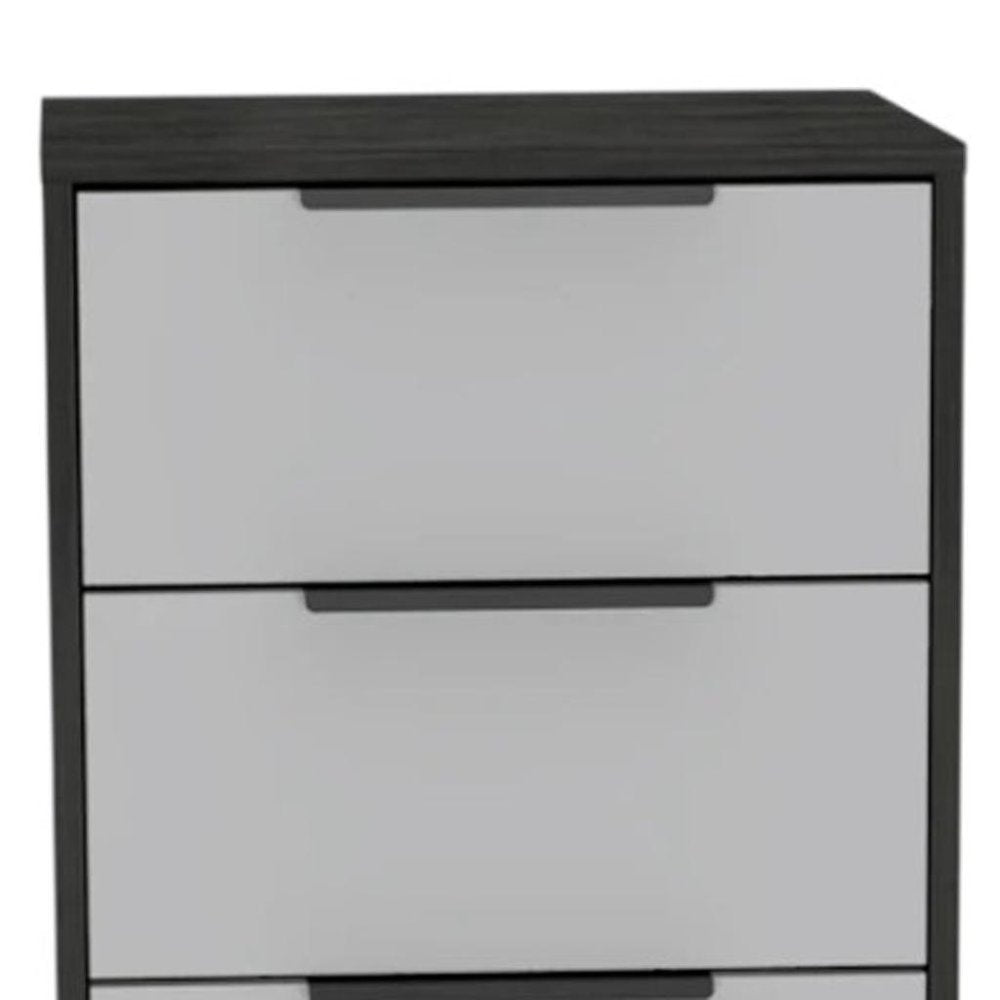 28" White And Smokey Oak Manufactured Wood Three Drawer Dresser