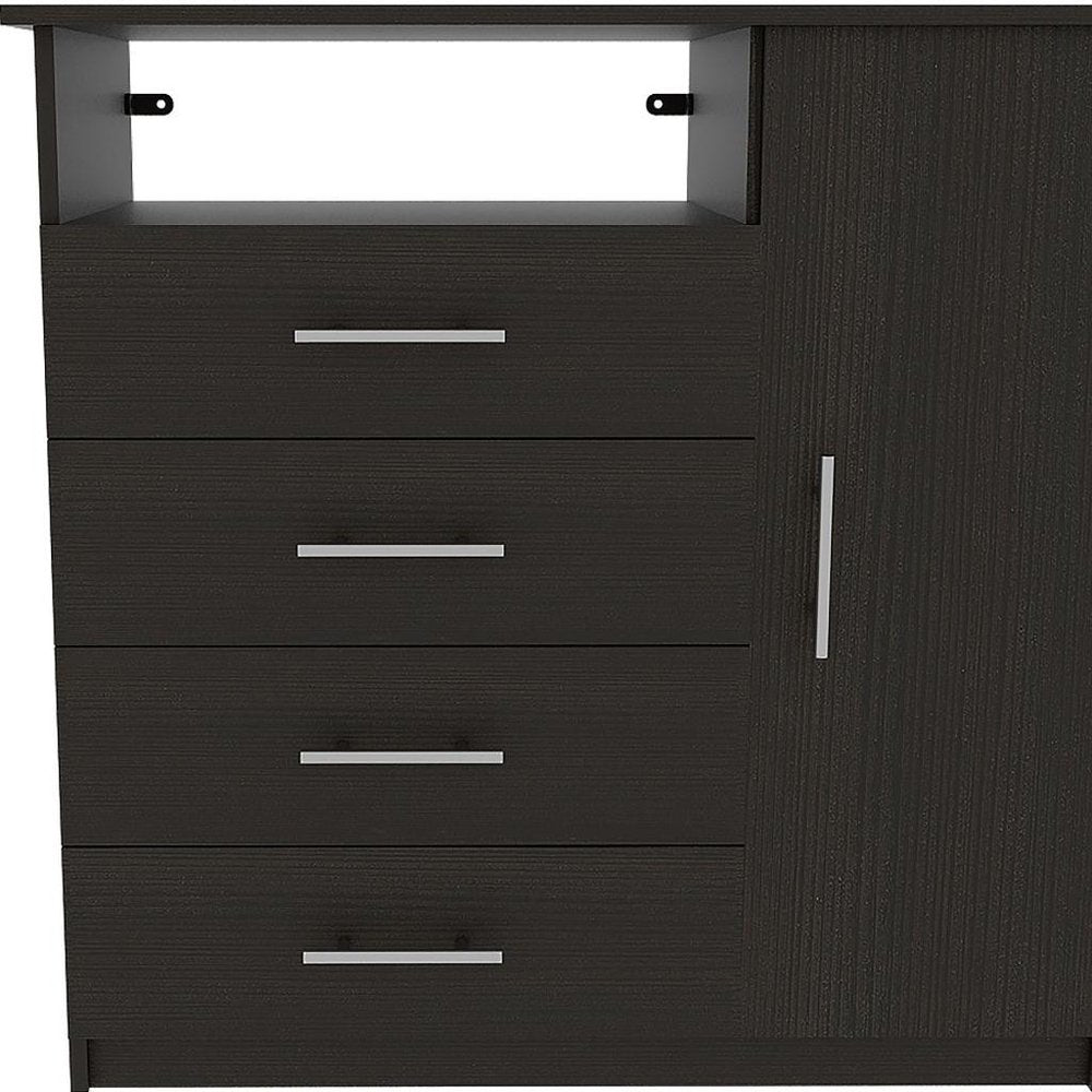36" Black Manufactured Wood Four Drawer Combo Dresser