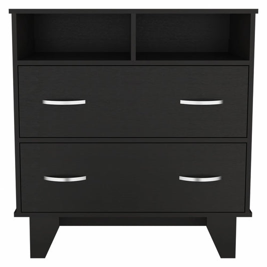 32" Black Manufactured Wood Two Drawer Dresser