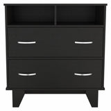 32" Black Manufactured Wood Two Drawer Dresser