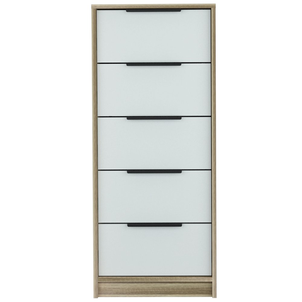 28" Brown And White Three Drawer Dresser