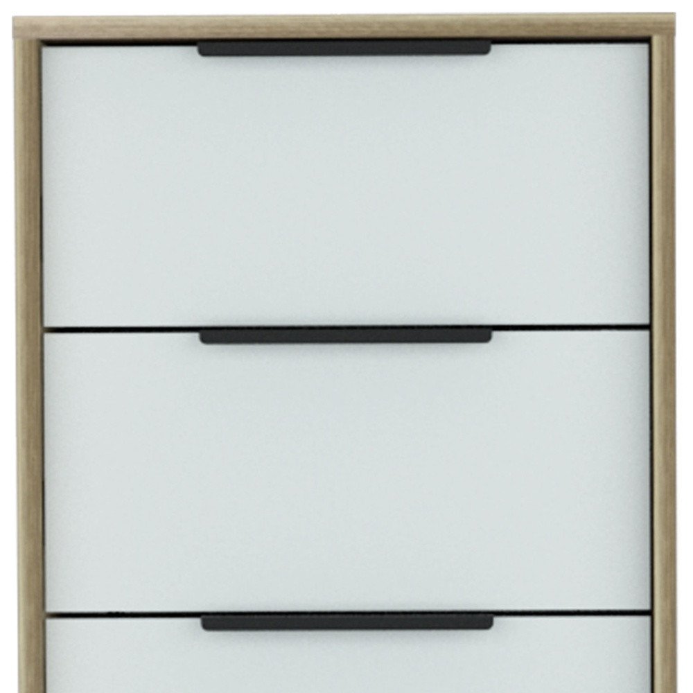 28" Brown And White Three Drawer Dresser